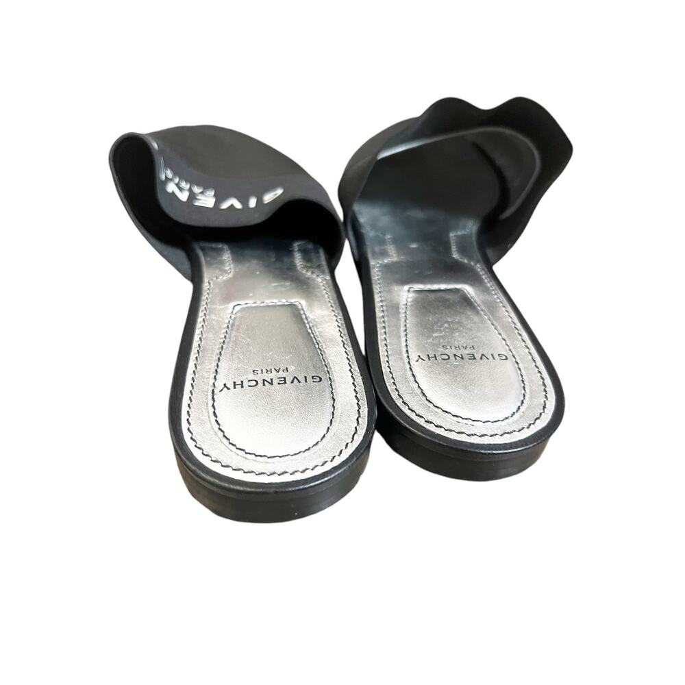 Givenchy Bedford Black Logo Print Leather Slip On Mules Size 6.5 - Picture 11 of 12